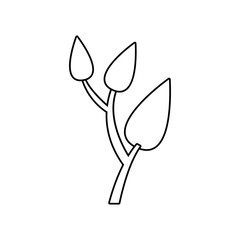 monochrome silhouette of tree branch with leafs vector illustration