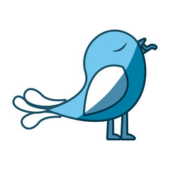 blue silhouette of bird with worm in the peak vector illustration