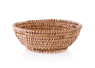 vintage weave wicker basket isolated on white background