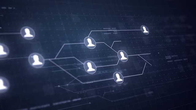 User People Network Circuit Board Link Connection Technology Seamless Loop Animation 4K