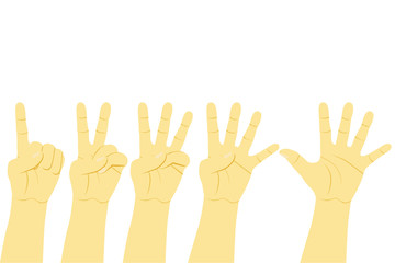 Set of Counting or Voting Hand, One to Five 