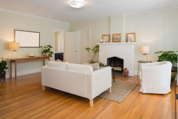Cozy living room with wooden flooring