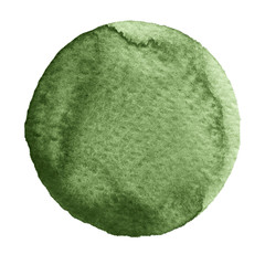 Watercolor green circle on white background