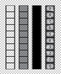 Obraz premium Vector isolated film strips on transparent background.