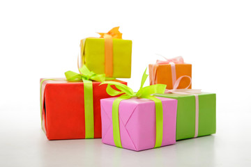 colorful gift box with ribbon