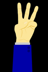 Obraz premium Counting or Vote Hand, Three, at black background 