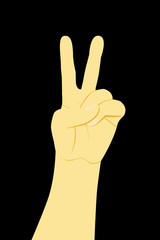 Counting or Vote Hand, Two, at black background
