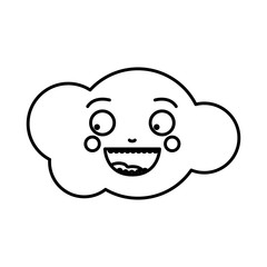 monochrome contour of caricature of the cloud smiling vector illustration