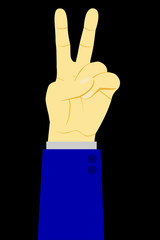 Counting or Vote Hand, Two, at black background
