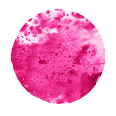 Watercolor pink circle on white background