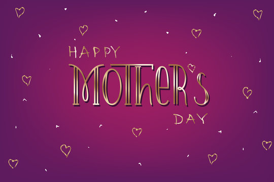 Violet mother's day greeting card vector template.
