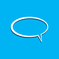 White speech bubble with shadow. White speech bubble with shadow on blue background. Vector