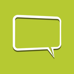 White speech bubble with shadow. White speech bubble with shadow on olive background. Vector