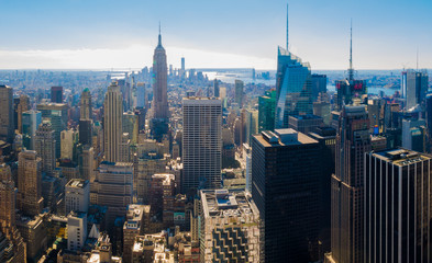 Sunny manhattan skyline. New York