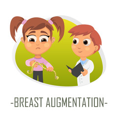 Breast augmentation medical concept. Vector illustration.