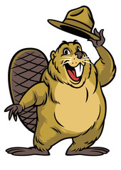 cartoon of beaver character wearing a hat © bazzier