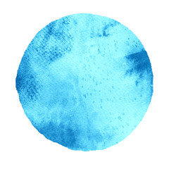 Watercolor blue circle on white background