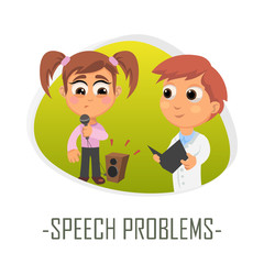 Speech problems medical concept. Vector illustration.