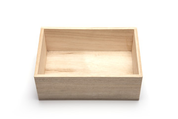 empty wood box isolated white.