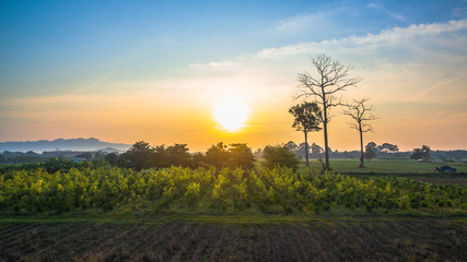 aerial photography above amazing cave. Tham Than Lod Yai is the big cave and have one hole on the top of the cave. it is a short cave there have waterfall pass inside through to another cave
