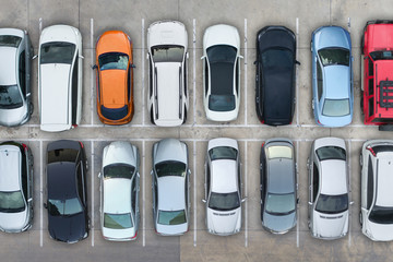 Empty parking lots, aerial view.