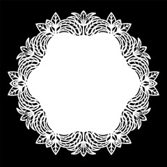Lace round paper doily, lacy snowflake, greeting element, laser cut  template, doily to decorate the cake,  vector illustrations.