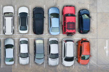 Fototapeta premium Empty parking lots, aerial view.