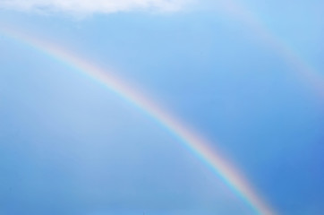 Double rainbow in cloudy sky