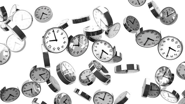 Clocks On White Background.
Loop able 3DCG render Animation.