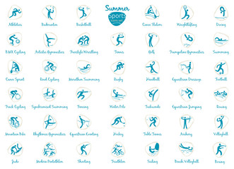 Fototapeta na wymiar Summer sports icons set, vector iluustration.