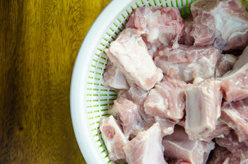 Meat raw Food - Close up pork rips in Bowl.