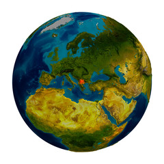 Macedonia highlighted on globe