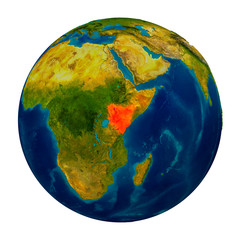 Kenya highlighted on globe