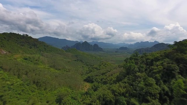 Aerial view on Rainforest of Khao Sok National Park in Thailand, 4k
