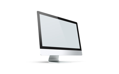Fototapeta premium Desktop with blank computer screen. Mock up. 3d illustration