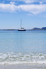 Seascape with sailboat on the sea