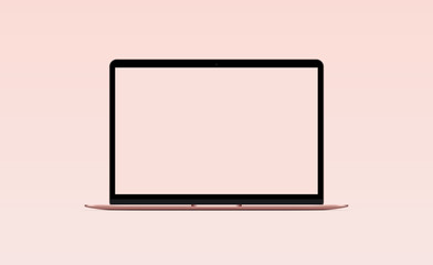 Laptop with blank computer screen. Front view Mock up. 3d illustration
