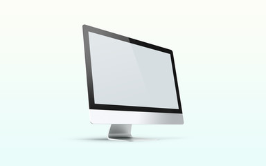 Desktop with blank computer screen. Mock up. 3d illustration