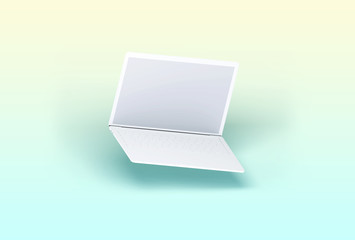 Laptop with blank computer screen. Mock up. 3d illustration