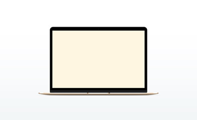 Laptop with blank computer screen. Front view Mock up. 3d illustration