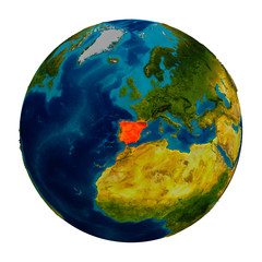 Spain highlighted on globe