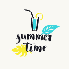 Summer time. Modern hand drawn lettering phrase.