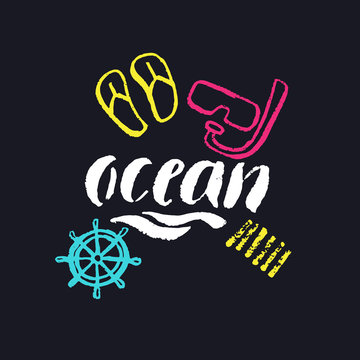 Ocean. Modern hand drawn lettering.