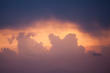 Dramatic cloudy sunset sky background