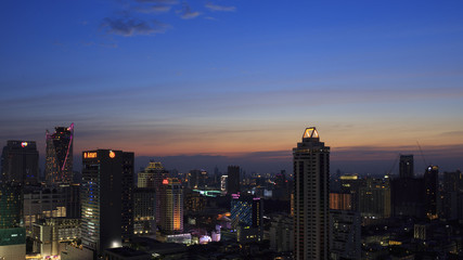 Fototapeta na wymiar BANGKOK, THAILAND January 01, 2017 : Cityscape view Building with sky after sunset at Ratchaprarop, Bangkok, Thailand