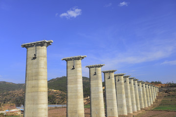 Concrete pier in construction site