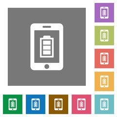 Mobile charging square flat icons