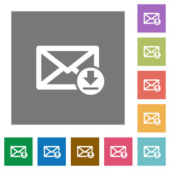 Receive mail square flat icons