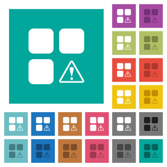 Component warning square flat multi colored icons