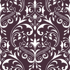 Vector damask seamless pattern element. Classical luxury old fashioned damask ornament, royal victorian seamless texture for wallpapers, textile, wrapping. Exquisite floral baroque template